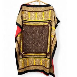 Alain Figaret S/M Silk Short Kaftan Pullover Kimono Swim Cover-up Chain Tassel